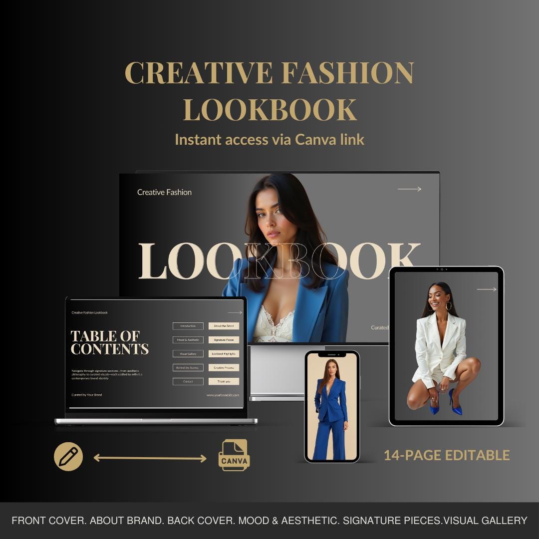Creative Fashion Lookbook Template – Editable Canva | Modern Digital ...
