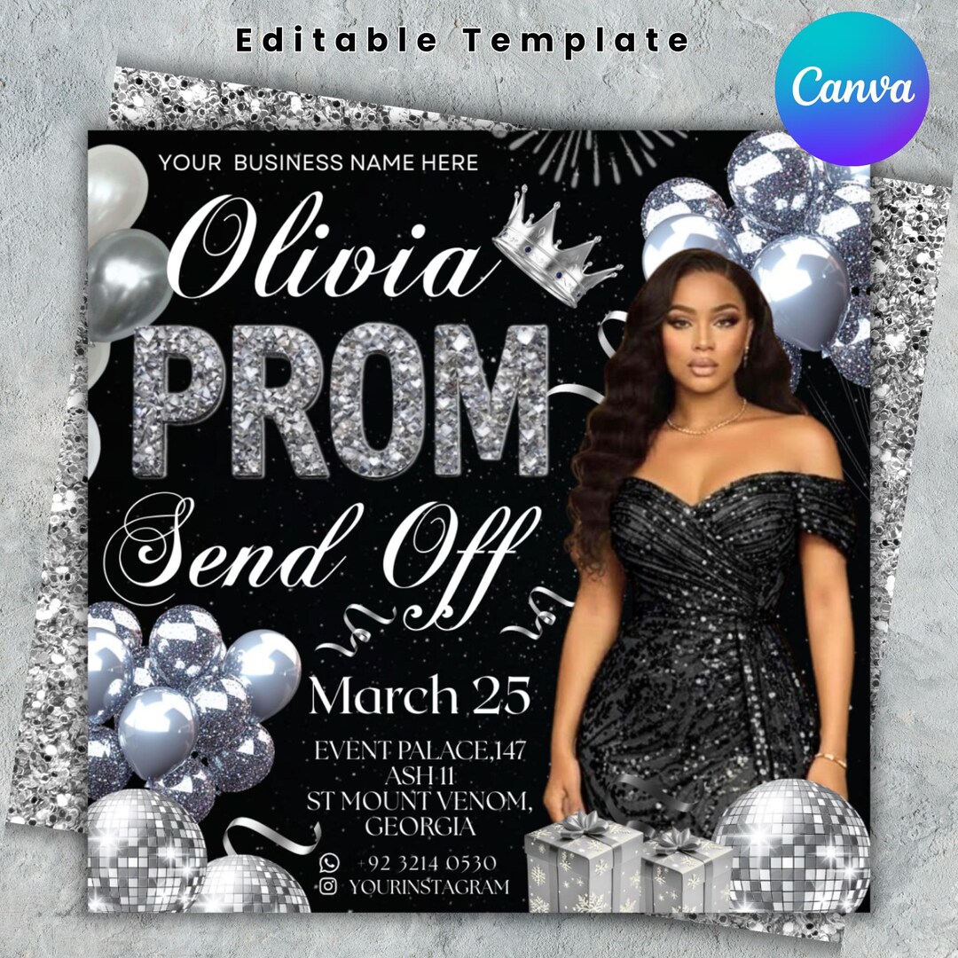 Instant Prom Design Prom Send off Flyer, DIY Prom Flyer, Prom Canva Template, Prom Send Off ...