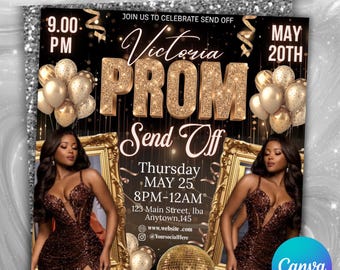 Prom Send Off Invitation, Elegant Canva Editable Flyer (Digital Download)