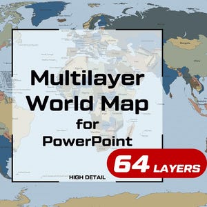 Multilayer World Map for PowerPoint. High detail. Select your language.