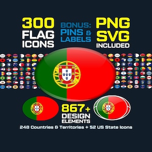 300 Flag Icons – Country, US State, Ellipse Style (PNG SVG)