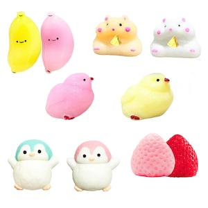 Assorted Taba Squishy Hamster Penguin Paw Chick Strawberry Banana Small Mochi Stress Relief Desk Toys Fidget Sensory Animals Fruit Cat Dog