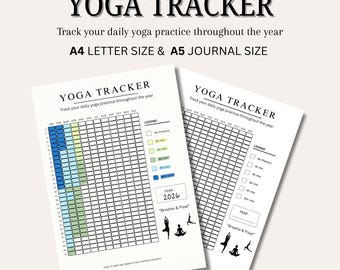 Yoga Praxis Tracker Printable | Jährliche Dauer Log | Ausmalen im A4 A5 PDF