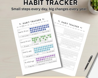 Monatlicher Habit Tracker zum Ausdrucken: Minimalistisches ausfüllbares PDF, A4 A5 US Letter