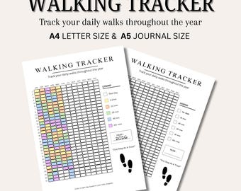 Druckbarer Geh-Tracker PDF: Tägliches Geh-Tagebuch, A4 & A5 Sofort-Download