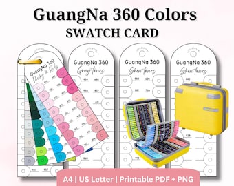 GuangNa 360 Farben Marker Swatch Card: Druckbare Hautton Grau PDF PNG