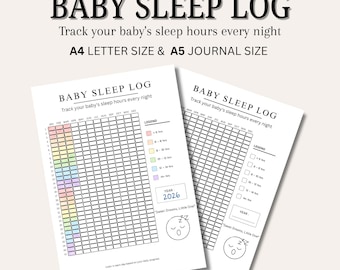 Baby Schlaf Tagebuch: Druckbare Color-In Tracker, A4 und A5 PDF