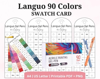 Languo 90 Gelstift-Farbmusterkarten - druckbare PDF & PNG, A4 und US Letter