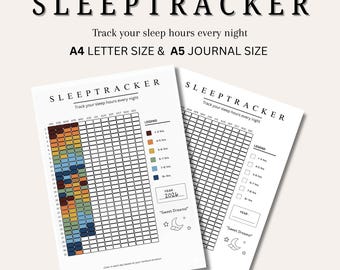 Schlaf Tracker Printable | Jährliches Stunden-pro-Nacht-Tagebuch | Ausmalen im A4 A5 PDF