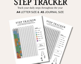 Schritt-Tracker zum Ausdrucken: Geh-Tagebuch zum Ausmalen, A4 A5 Letter PDF