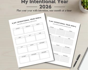 2026 Jahresübersicht: Minimalistischer, ausfüllbarer PDF-Planer in den Größen A4 und US Letter