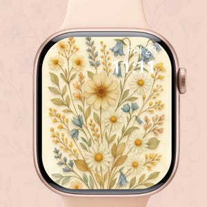 Quadrante estetica floreale, sfondo per Apple Watch in formato PNG e JPEG, quadrante botanico per donna, regalo di arte digitale per lei, stile femminile delicato