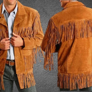 Herren Buckskin Wildleder Westernjacke im Cowboy Rodeo Style