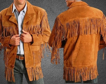 Men's Buckskin Suede Leather Western Jacket: Cowboy Rodeo Style