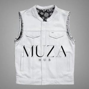 Men Leather Vest, Men&#39;s Hunt Club White Leather Rider Motorcycle Leather Vest,Men&#39;s Biker Leather Vest, Black & White Paisley Leather Vest