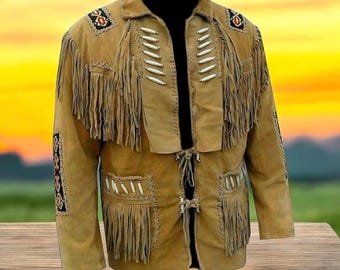 ウエスタンカウボーイ バイカー レザージャケット フリンジ ビーズ 黒 ウエスタン フリンジ レザー ライダースジャケット バイカー ロック