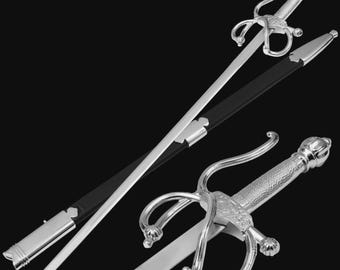Handmade Carbon Steel Rapier Sword with Scabbard: Renaissance Style