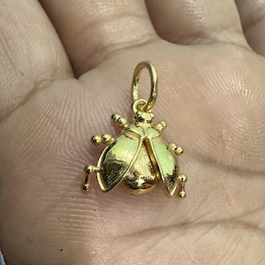 18kt Gold Ladybug Charm Pendant, Animal Handmade Gold Charm for Women, Insect Gold Charm Pendant, Ladybug Charm Necklace for Women