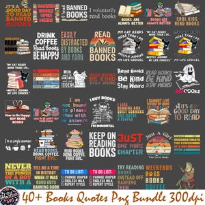 Paquete de citas de libros PNG, lectura, sublimación de libros, libro divertido, biblioteca PNG, pegatinas para amantes de los libros