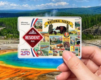 Vintage National Park Pass Sleeve, America the Beautiful Pass Protector, Pacific Mountain Parks Art Collection Sticker, National Gift