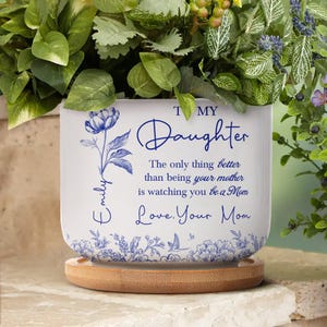Personalized Mother Daughter Plant Pot, Birth Flower Ceramic Pot, Custom Mom Gift, Family Flower Pot, Mothers Day Gift, Custom Name Planter