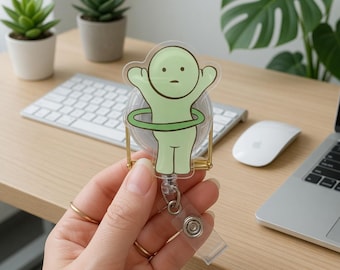 Green Guy badgehaspel/sleutelhanger/pin, acryl ID-houder, verpleegkundige accessoire
