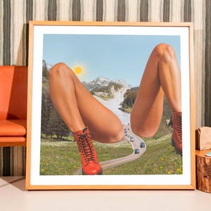 Surreale Collage: "Wish You Were Here" Dr. Martens Collage Kunstdruck Retro Punk 1960er Jahre Stil Mid Century."