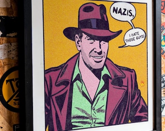 Anti-Nazi Pop Art Print: "I Hate Diese Guys" Retro Comic Illustration, Satirisches Plakat, Politisches Geschenk