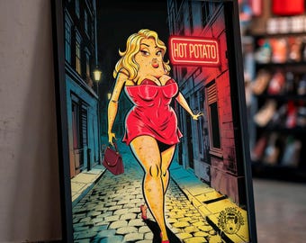 Sultry Food Poster: "Hot Potato" - Sexy Potato Art, Potatoes Print, Spuds Kitchen Decor, Spud gift