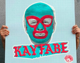 Pop Art Prints: "KAYFABE" - Punk Artwork Portrait, Pop-Art Posters, Blindboy Inspired, Trump Wrestling Lucha Libre Mask