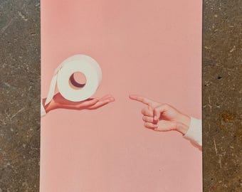 Láminas para el baño: "Oferta y demanda" - Divertido arte para el baño, creación de Adán Miguel Ángel, arte mural surrealista y original, póster de humor escatológico