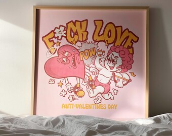 Anti-Valentinstag Print: Rude Cupid Punch Art, Breakup Humor Poster