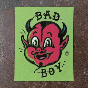 Lámina "Chico Malo" del Pequeño Diablo - Pequeña obra de arte de Satanás, póster de arte del Diablo Hot Stuff, arte de pared de El Diablo, decoración skater punk, lámina con diseño del Diablo