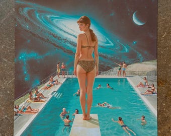 Surreal Collage: “Midcentury at Edge of Space”  Poster Atomic Age Revival Print - Retro-modern Wall Art
