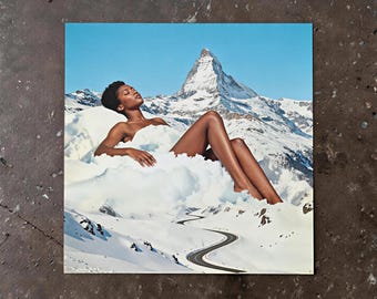Surrealist Collage Art: "Alpine Leisure" Snowboarding Wall Decor - Mountain Skiing - Mid-century Modern - Retro 1960's Print