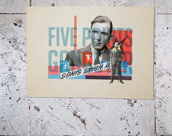 Five Points Gang Art Print, Vintage Gangster Collage Poster, Retro Crime Art, New York History Wall Decor, Pulp Style Print