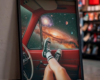 Surreale Collage: “Where the Road Ends” - Space Poster Love, Kunst Druck, RetroFuturistisch, Retro Atomic Age, Retro Wanddekoration