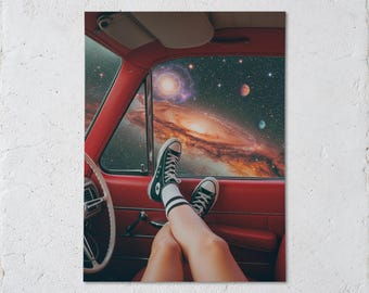 Surreal Collage: “Where the Road Ends” - Space Poster Love, Converse Art Print, RetroFuturistic, Retro Atomic Age, Retro Wall Decor