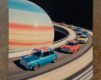 Italian Job Inspired: "The Saturn Job" Surreal Collage Art 1960s Style Mid-Century Modern Retro Futurism