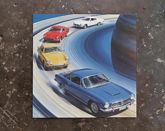 60's Film Art Print: "Heisting Saturn" Mid-Century Modern Racing Car Collage Poster, Surreal Wall Art