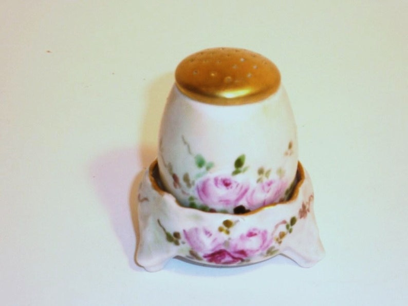 Early 1900 TV Rose Pattern Salt and Pepper Set