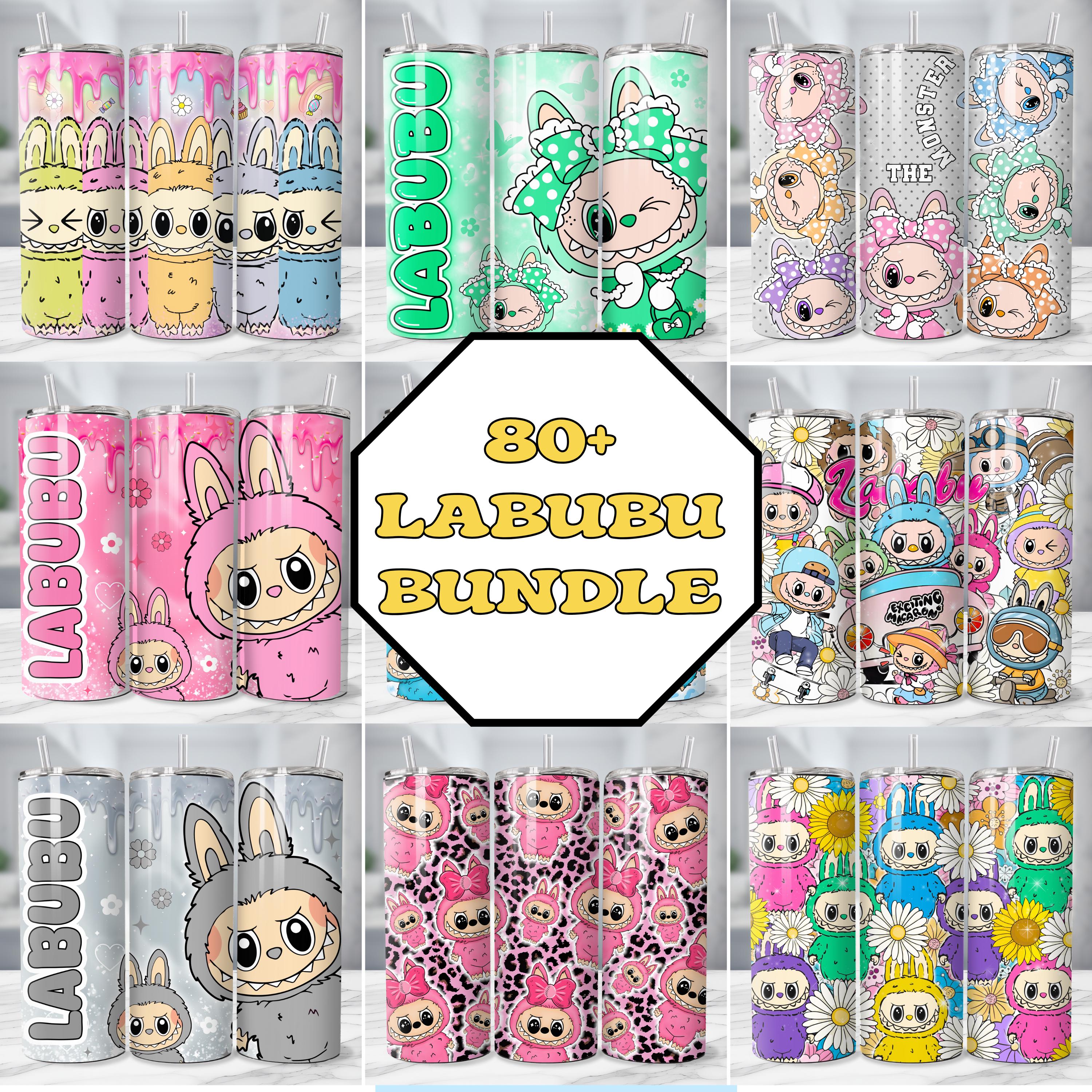80+ Cute La-bu-bu Tumbler Wraps – 20oz PNG Bundle for Sublimation, Ka-wai Cartoon Cup Wrap for Kids Gift