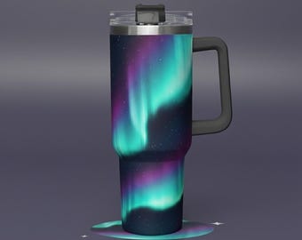 Vaso Aurora Voyage de 40 oz – Diseño de Aurora Boreal