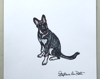 Original Marker Drawing of President Joe Biden’s Dog Major Portrait of First Dog Major Biden German Shepherd Drawing