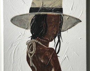 Portrait of an Island Girl in Panama Hat and Linen Sundress