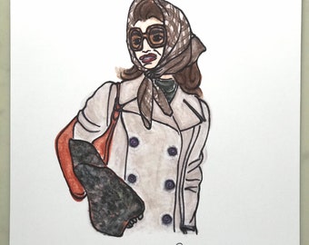 Original Marker Drawing of Jackie O Jacqueline Kennedy Onassis Art Portrait of Jackie Onassis Jackie Kennedy Onassis