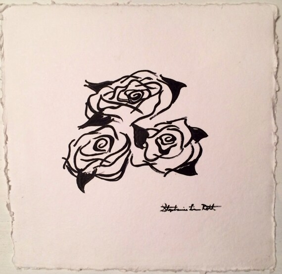 Items similar to Black and White Roses on Square White Paper SALE on Etsy