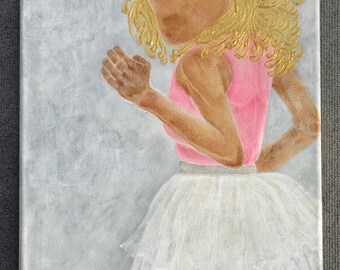 Painting of Carrie Bradshaw in Pink Tutu Dress Sarah Jessica Parker Sex and the City SJP