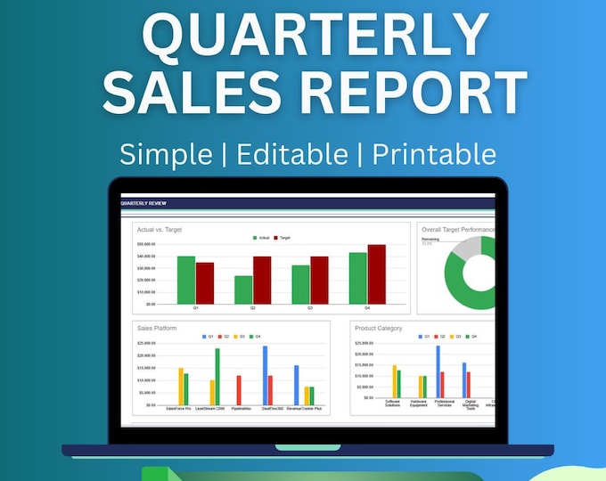 Square Sales Report Example Quarterly Sales Report Template: Google Sheets Sales Tracker (digital ...