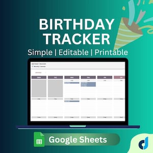 Birthday & Anniversary Tracker: Google Sheets Digital Calendar (Excel Downloadable)